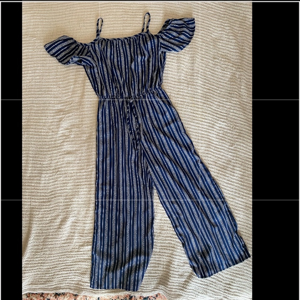 Blue and White Romper